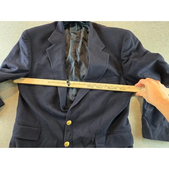 VINTAGE Polo University Club Blazer Mens 46R Navy Wool Gold Buttons Made USA 90s